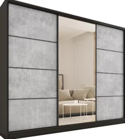 Zestawy Mebli Do Przedpokoju|Szafy Trzydrzwiowe>BROMARKT Duża szafa przesuwna z lustrem 250 cm do sypialni LOFT MAX