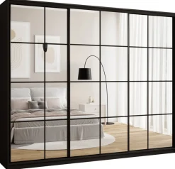 Zestawy Mebli Do Przedpokoju|Szafy Trzydrzwiowe>BROMARKT Duża szafa przesuwna z lustrami 250 cm do sypialni OPTICA