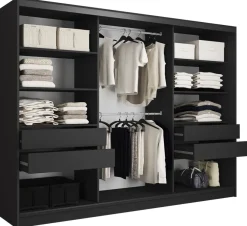 Zestawy Mebli Do Przedpokoju|Szafy Trzydrzwiowe>BROMARKT Duża szafa przesuwna z lustrem i lamelami LOFT 280 cm