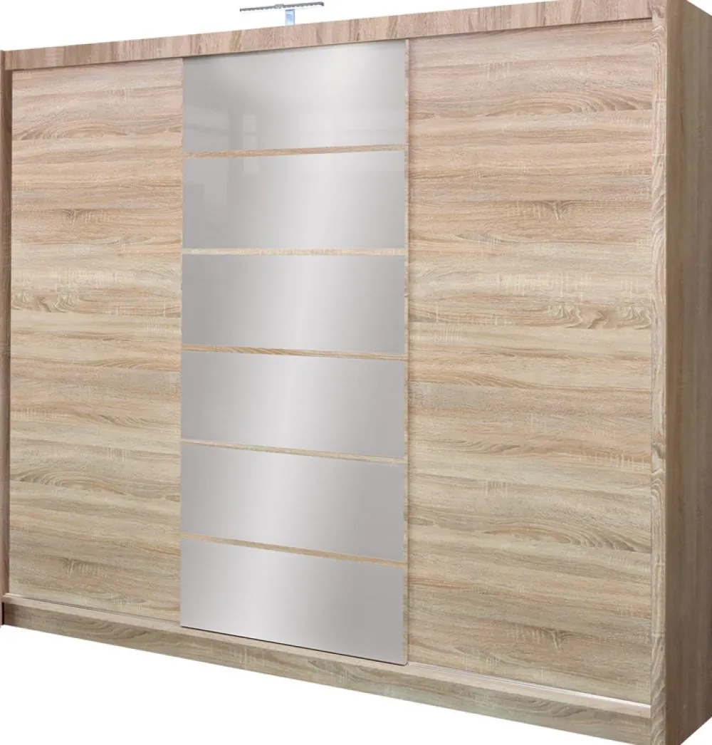 Szafy Trzydrzwiowe|Szafy Z Lustrem>Stolar Duża szafa przesuwna z lustrem i szufladami 250 cm MARGO