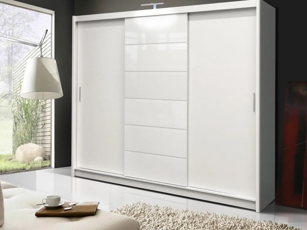 Szafy Trzydrzwiowe|Szafy Z Lustrem>Stolar Duża szafa przesuwna z lustrem i szufladami 250 cm MARGO