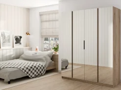 Szafy Młodzieżowe|Szafy Otwierane></noscript>Lempert Duża szafa z lustrem do sypialni 200 cm KARAT dąb evoke