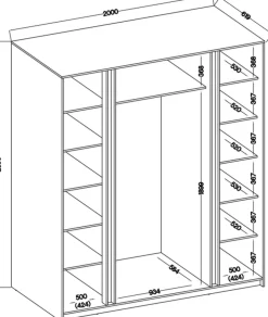 Szafy Młodzieżowe|Szafy Otwierane></noscript>Lempert Duża szafa z lustrem do sypialni 200 cm KARAT dąb evoke