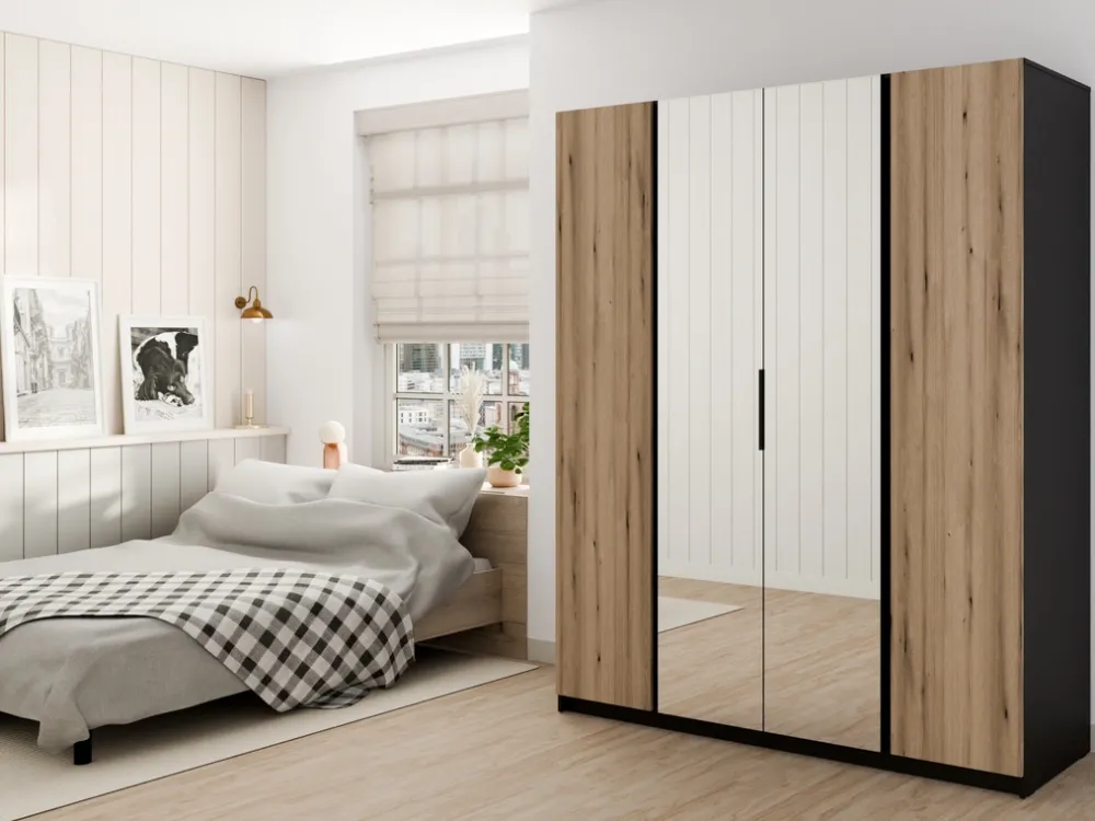 Szafy Młodzieżowe|Szafy Otwierane>Lempert Duża szafa z lustrem i półkami 200 cm KARAT