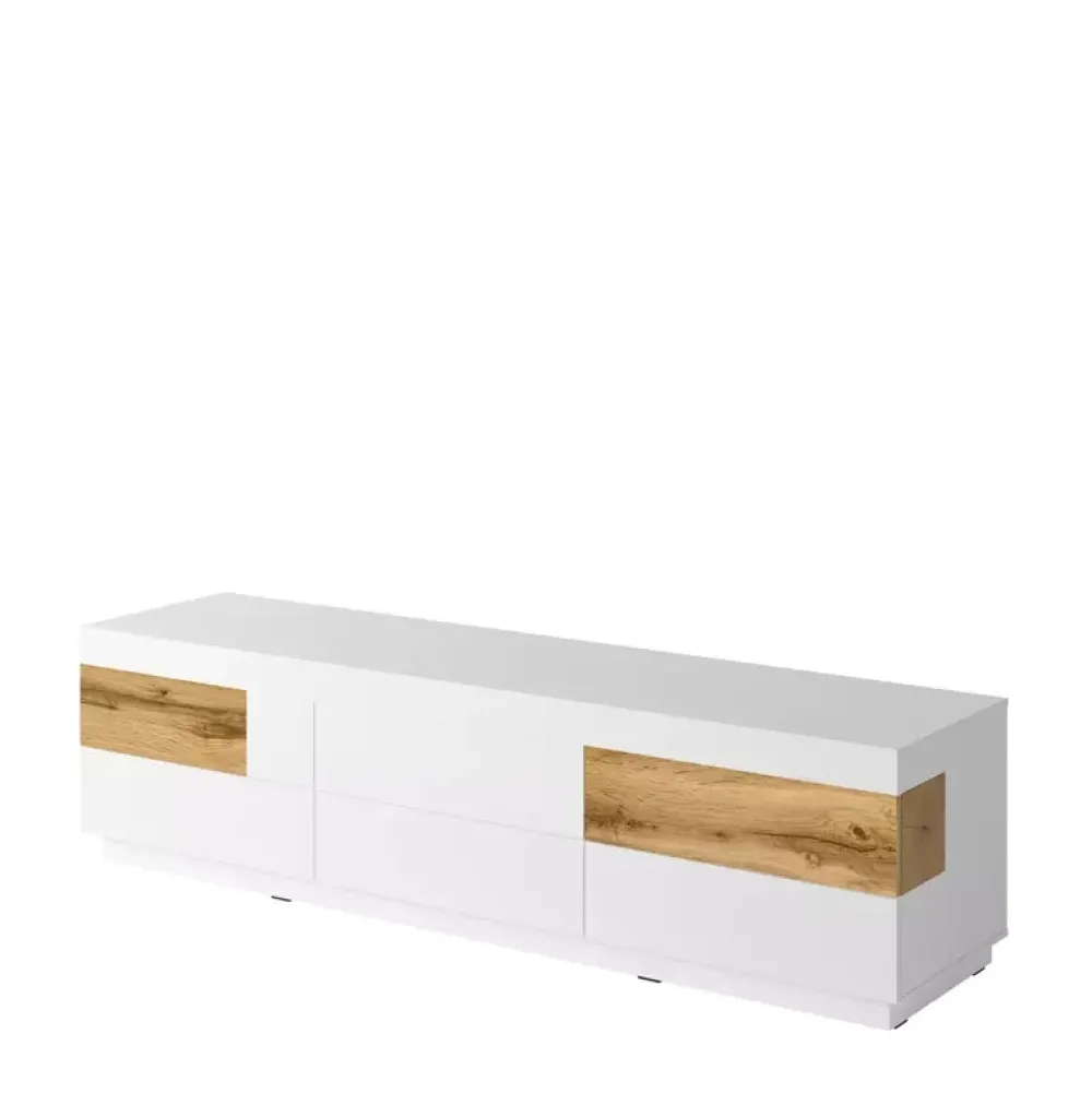 Szafki Rtv>Helvetia Duża szafka rtv 206 cm KOBE biały połysk