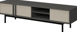 Szafki Rtv>JUREK Duża szafka RTV 163 cm pod telewizor do salonu antracyt beż jasny AVERO