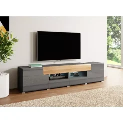 Zestawy Mebli Do Salonu|Szafki Rtv></noscript>Helvetia Duża szafka rtv TENDER antracyt połysk