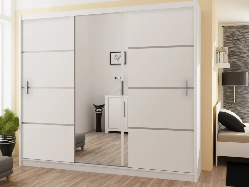 Szafy Trzydrzwiowe|Szafy Z Lustrem>Stolar Duża trzydrzwiowa szafa przesuwna z półkami 250 cm VOTIS dąb sonoma