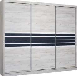 Szafy Przesuwne|Zestawy Mebli Do Przedpokoju>Stolar Duża trzydrzwiowa szafa przesuwna z szufladami 250 cm TRISS dąb craft