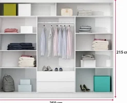 Szafy Przesuwne|Zestawy Mebli Do Przedpokoju></noscript>Stolar Duża trzydrzwiowa szafa przesuwna z szufladami 250 cm TRISS dąb craft