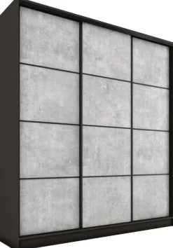 Szafy Trzydrzwiowe|Szafy Do Przedpokoju>BROMARKT Duża trzydrzwiowa szafa przesuwna 180 cm LOFT MAX beton