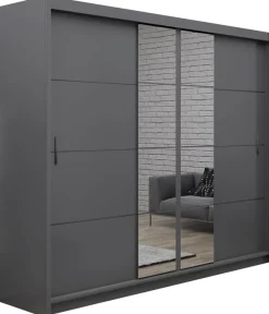 Szafy Trzydrzwiowe|Szafy Do Przedpokoju>Stolar Duża trzydrzwiowa szafa z lustrem i szufladami 250 cm PIERO