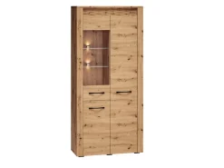 Zestawy Mebli Do Salonu|Witryny>ML Meble Duża witryna do salonu ze szklanymi półkami 92 cm ARTIS dąb artisan