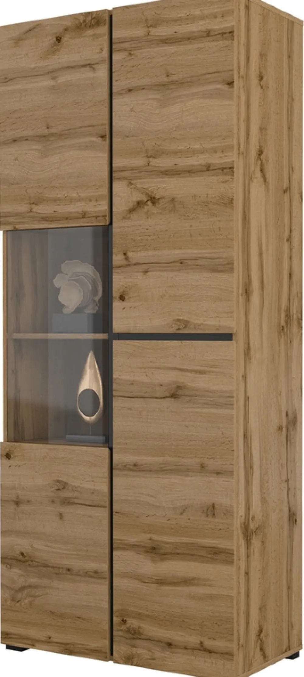 Zestawy Mebli Do Sypialni|Zestawy Mebli Do Salonu>Helvetia Duża witryna dwudrzwiowa do salonu 80 cm CROSS dąb wotan
