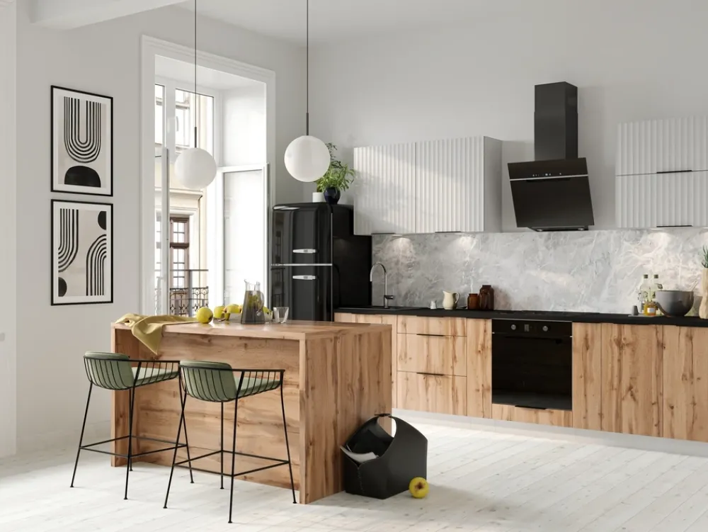 Meble Kuchenne>Stolkar Duża wyspa kuchenna 128 cm dąb wotan dąb artisan