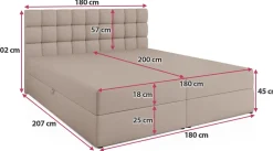 Łóżka Ze Stelażem|Łóżka Z Materacem></noscript>BROMARKT Duże beżowe łóżko kontynentalne do sypialni 180x200 cm DAKOTA