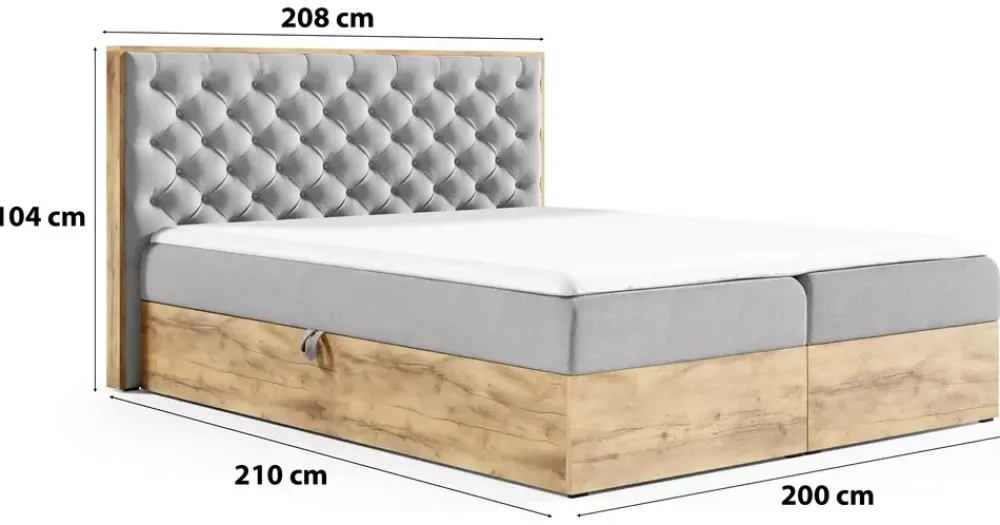 Łóżka Małżeńskie|Łóżka Z Zagłówkiem>Gruszka Duże łóżko do sypialni w stylu nowoczesnym 200x200 VALKY