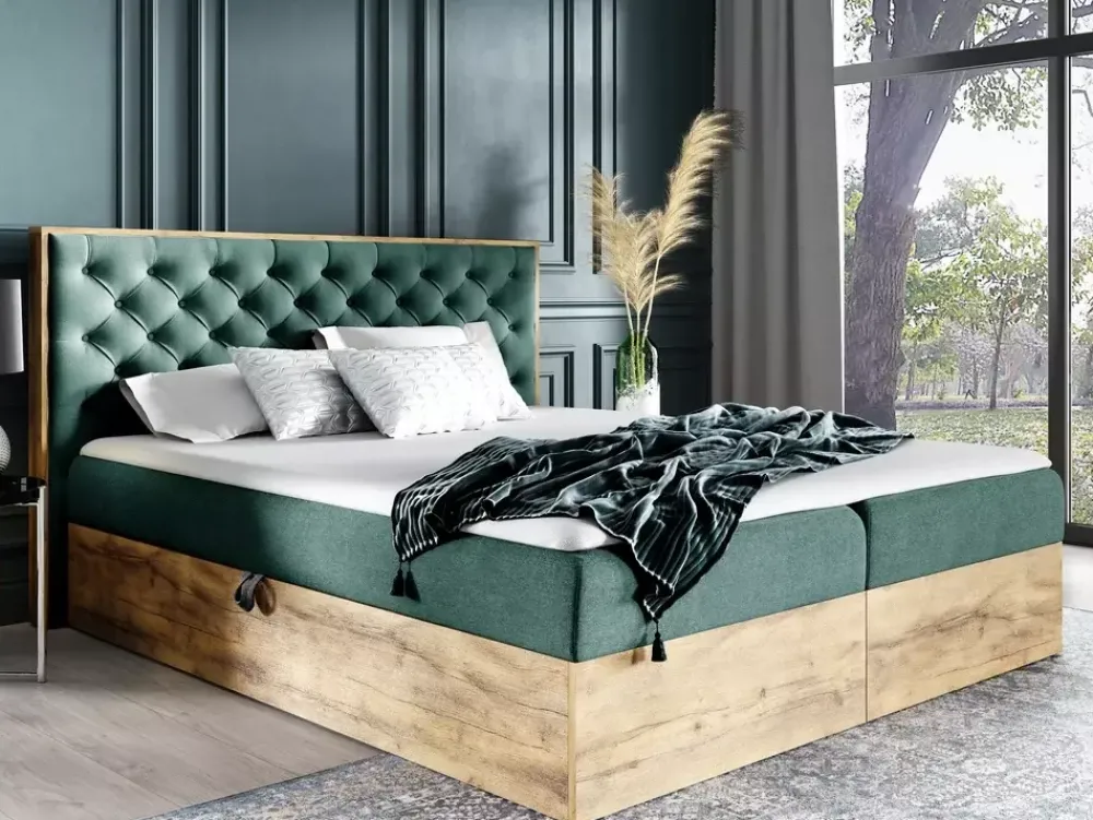 Łóżka Małżeńskie|Łóżka Z Zagłówkiem>Gruszka Duże łóżko kontynentalne z zagłówkiem 180x200 VALKY