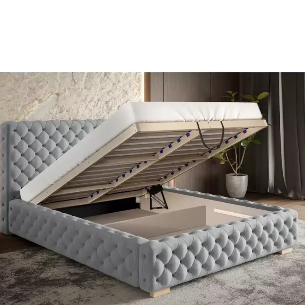 Łóżka Z Pojemnikiem|Łóżka Glamour>Riban Duże łóżko tapicerowane 200x200 cm AMRON