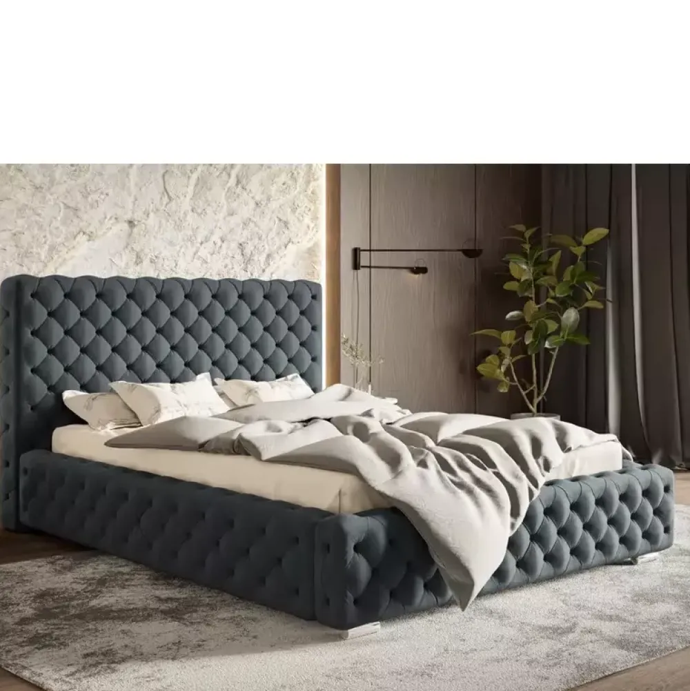 Łóżka Z Pojemnikiem|Łóżka Glamour>Riban Duże łóżko tapicerowane 200x200 cm AMRON