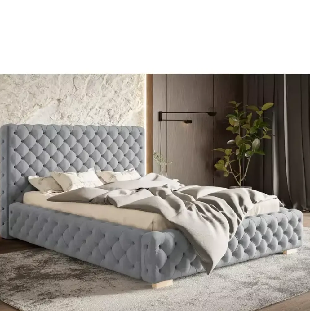 Łóżka Z Pojemnikiem|Łóżka Glamour>Riban Duże łóżko tapicerowane 200x200 cm AMRON