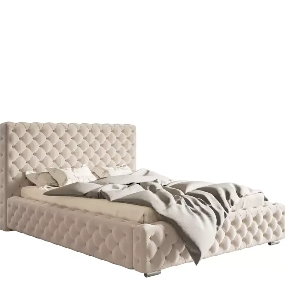 Łóżka Z Pojemnikiem|Łóżka Glamour>Riban Duże łóżko tapicerowane 200x200 cm AMRON