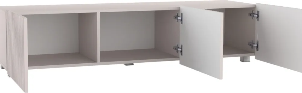 Szafki Rtv>GiB Meble Długa szafka RTV 150 cm nowoczesna z ryflowanymi frontami KORDIS kaszmir