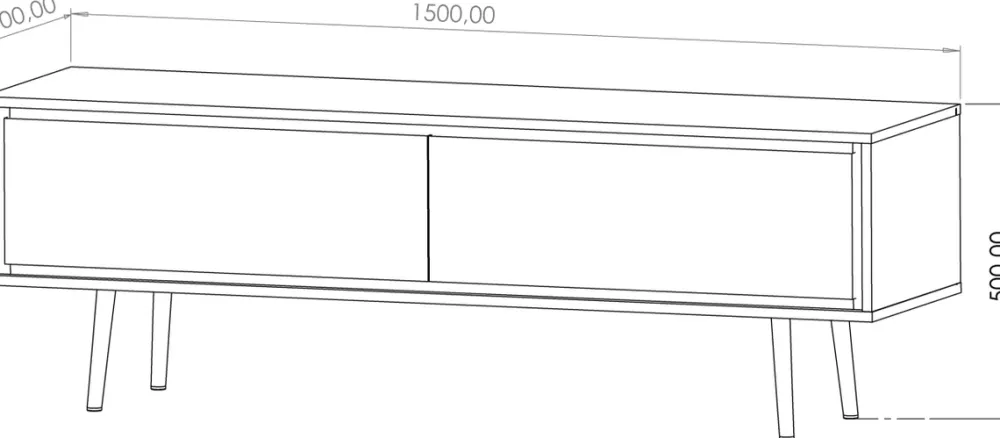 Szafki Rtv>GiB Meble Długa szafka RTV glamour kaszmir 150 cm na wysokich nóżkach TALUS