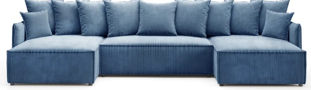 Narożniki>BROMARKT Duży narożnik niebieski do salonu z funkcją spania i pojemnikiem ARTUR