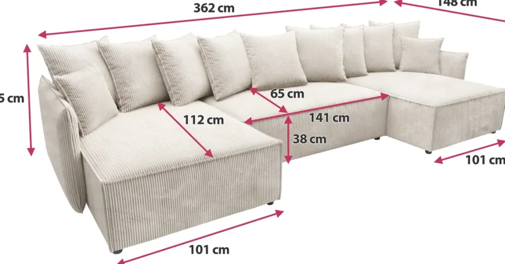 Narożniki>BROMARKT Duży narożnik niebieski do salonu z funkcją spania i pojemnikiem ARTUR