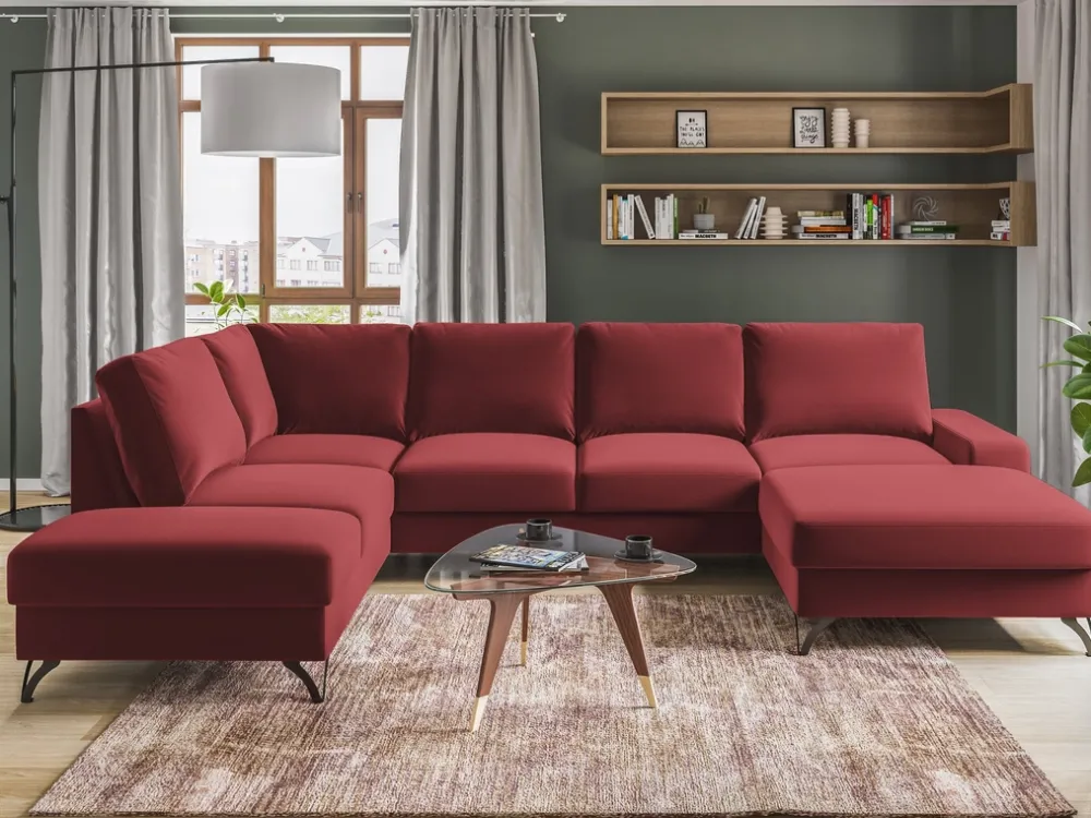 Narożniki>COMFORTEO Duży narożnik welurowy z funkcją spania FLAVIO U