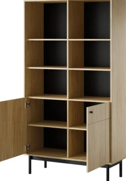 Regały Na Książki>PIASKI Duży nowoczesny regał do salonu 103 cm JUVA dąb linea