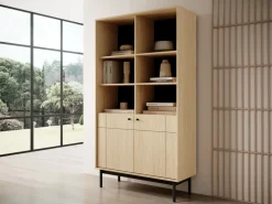 Regały Na Książki></noscript>PIASKI Duży nowoczesny regał do salonu 103 cm JUVA dąb linea