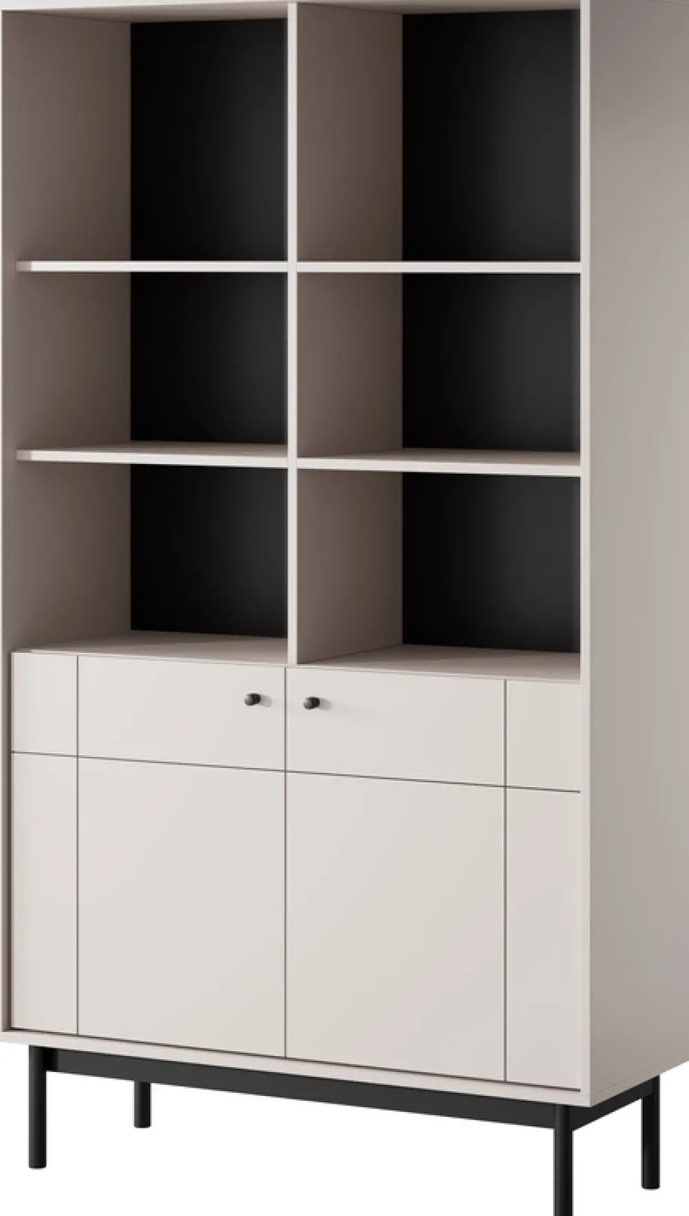 Regały Na Książki>PIASKI Duży nowoczesny regał do salonu 103 cm JUVA kaszmir