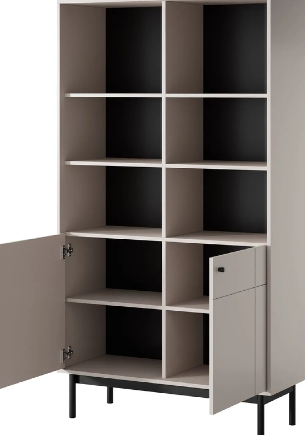 Regały Na Książki>PIASKI Duży nowoczesny regał do salonu 103 cm JUVA kaszmir