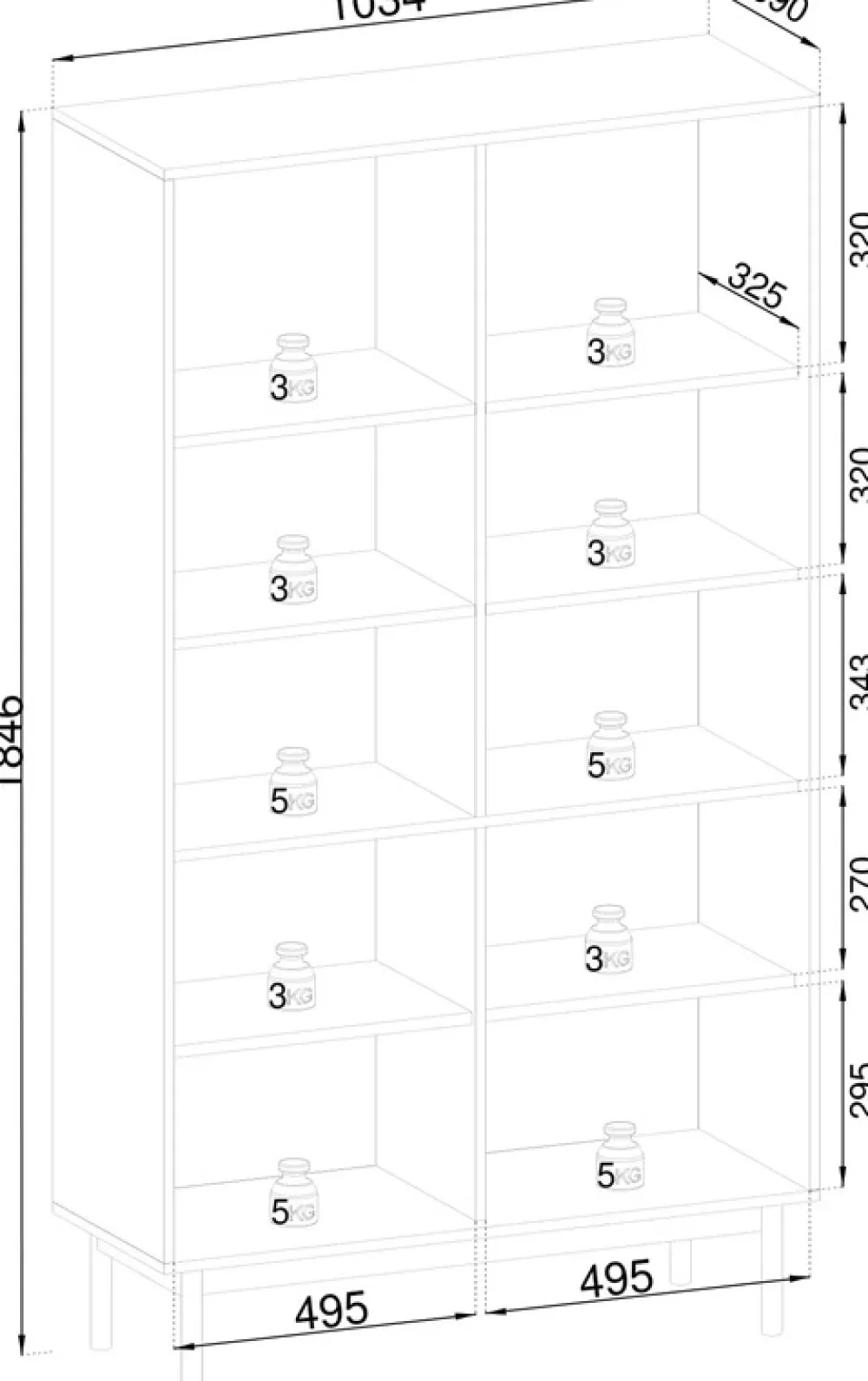 Regały Na Książki>PIASKI Duży nowoczesny regał do salonu 103 cm JUVA kaszmir