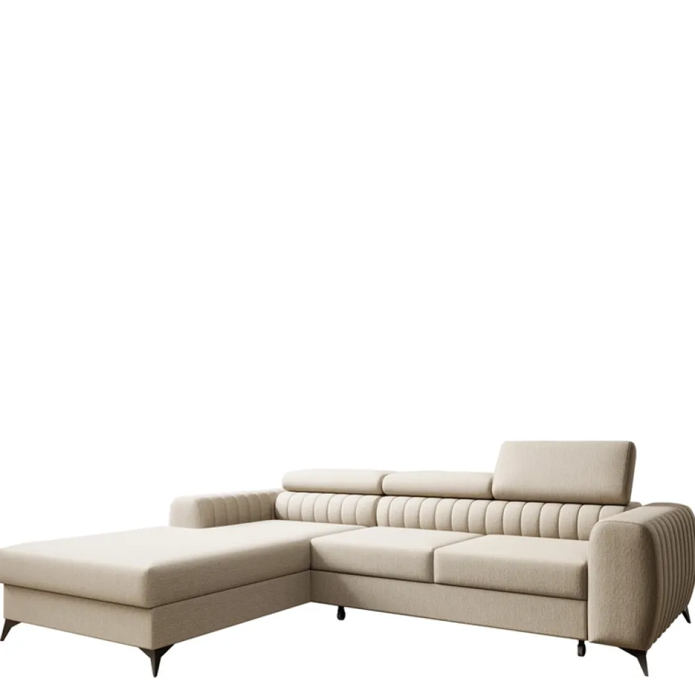 Narożniki>NEXT COLLECTION Duży nowoczesny wolnostojący narożnik salonowy PAULLETTO regulowane zagłówki funkcja spania