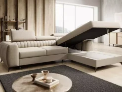 Narożniki>NEXT COLLECTION Duży nowoczesny wolnostojący narożnik salonowy PAULLETTO regulowane zagłówki funkcja spania