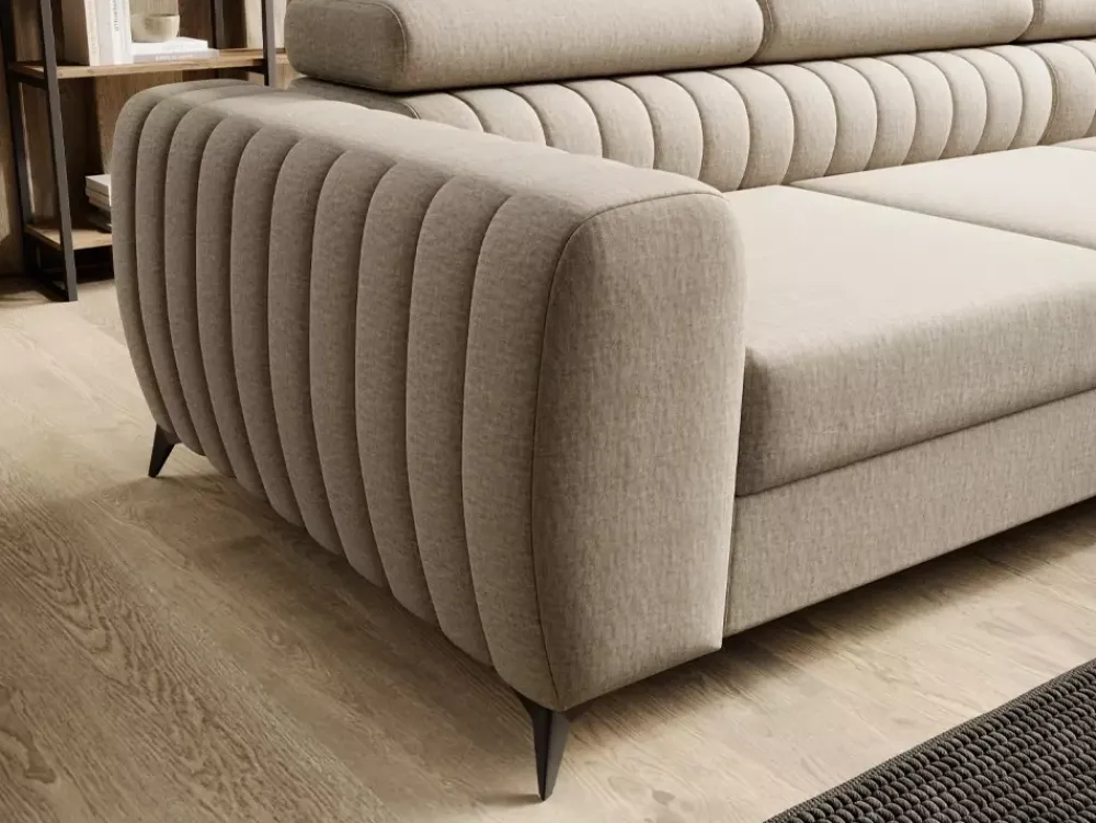 Narożniki>NEXT COLLECTION Duży nowoczesny wolnostojący narożnik salonowy PAULLETTO regulowane zagłówki funkcja spania