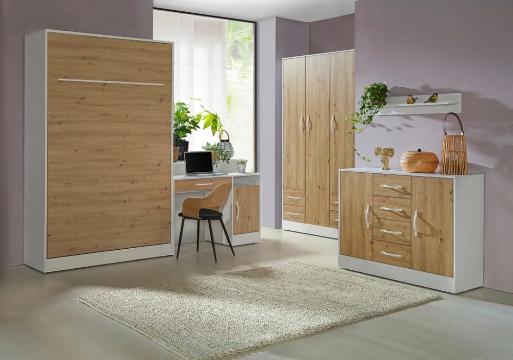 Meble Młodzieżowe|Łóżka Młodzieżowe>DOMEL Duży półkotapczan 160x200 cm pionowy ze stelażem do sypialni PERFECT dąb artisan