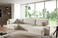 Narożniki>BROMARKT Duży rozkładany narożnik w kształcie litery U beżowy CAMILO MAXI