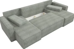 Narożniki></noscript>IZABELLA MEBLE Duży sztruksowy narożnik w kształcie u z funkcją spania DEXTER U