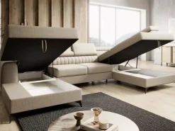 Narożniki>NEXT COLLECTION Duży wolnostojący narożnik salonowy z funkcją spania PAULLETTO pojemniki