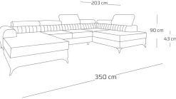 Narożniki></noscript>NEXT COLLECTION Duży wolnostojący narożnik salonowy z funkcją spania PAULLETTO pojemniki