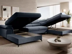 Narożniki>NEXT COLLECTION Duży wolnostojący narożnik w stylu nowoczesnym MONARCHY regulowane zagłówki