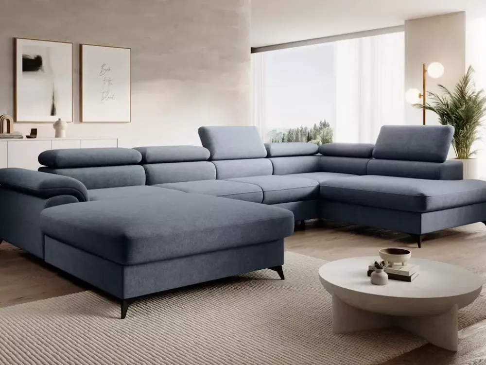 Narożniki>NEXT COLLECTION Duży wolnostojący narożnik w stylu nowoczesnym MONARCHY regulowane zagłówki