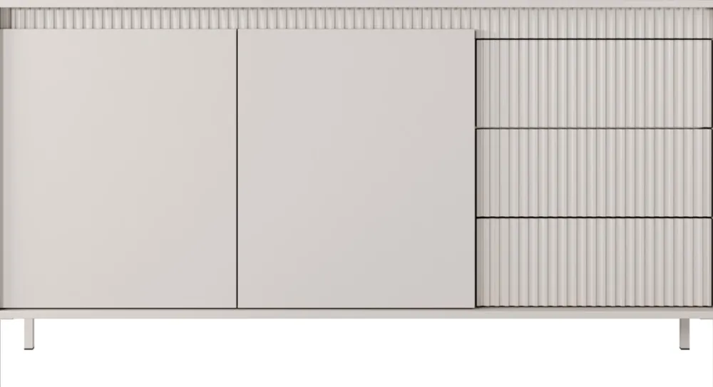 Komody|Zestawy Mebli Do Salonu>LASKI Dwudrzwiowa owa komoda z szufladami 153,5 cm SAREVO beż