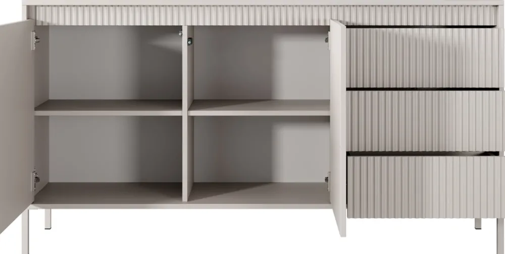 Komody|Zestawy Mebli Do Salonu>LASKI Dwudrzwiowa owa komoda z szufladami 153,5 cm SAREVO beż