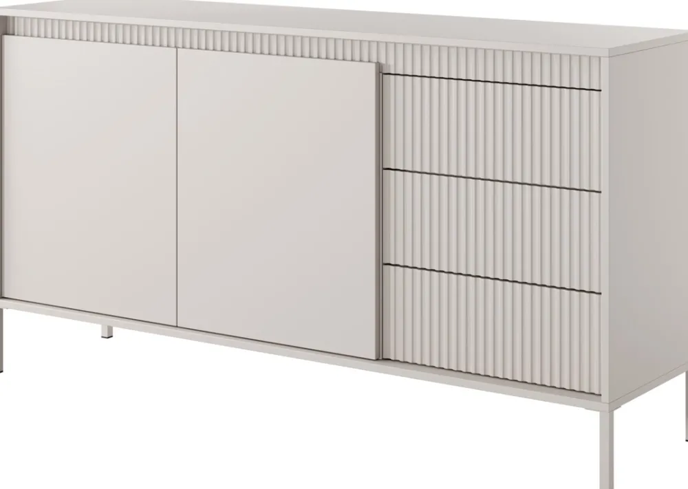 Komody|Zestawy Mebli Do Salonu>LASKI Dwudrzwiowa owa komoda z szufladami 153,5 cm SAREVO beż