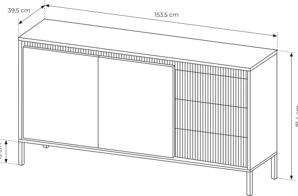 Komody|Zestawy Mebli Do Salonu>LASKI Dwudrzwiowa owa komoda z szufladami 153,5 cm SAREVO beż